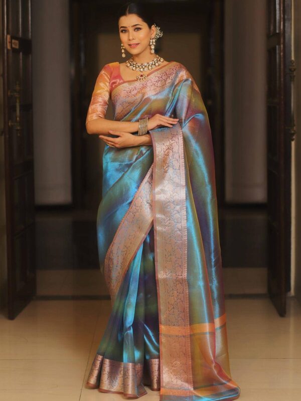 Beautiful Polyester Jacquard Border Tissue Silk Saree