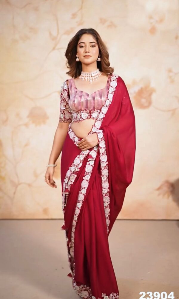 Heavy Chiffon Saree with Embroidery