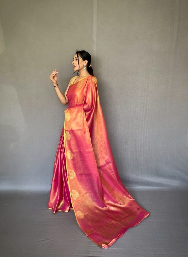 Gulabo – Elegant Tissue Silk Saree with Jacquard Zari Weaving