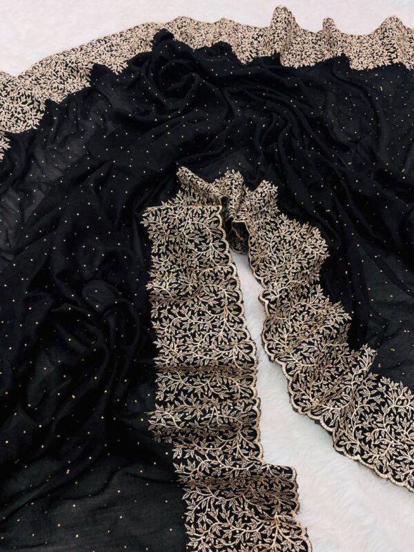 Reni Creation - Elegant Vichitra Silk Saree with Zari and Stone Work